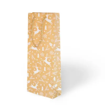 Yılbaşı Varak Baskılı Lüks Karton Çanta 12x35 - Gold Detaylı - 3