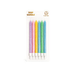 15 cm Multi-Colored Glitter Cake Candle Set - 6 Pieces - 2