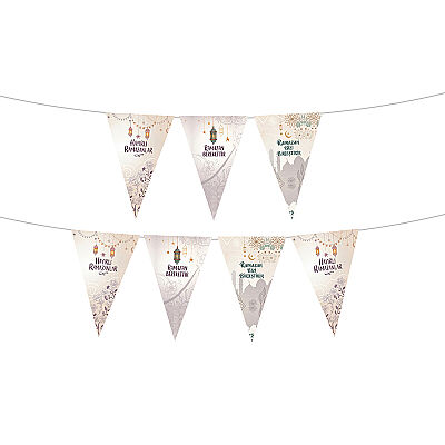 150 cm Ramadan Theme Triangle Pennant Banner – Ramadan Mubarak Wall Garland - 2