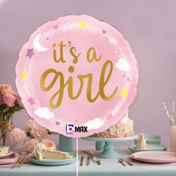 It's A Girl Stars & Clouds Grabo Folyo Balon 18