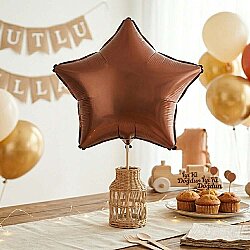 Kahverengi Yıldız Folyo Balon 18