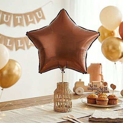 Kahverengi Yıldız Folyo Balon 18