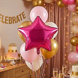 Pembe Yıldız Folyo Balon 18