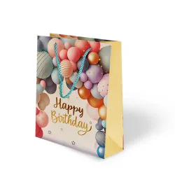 18x24 Lüks Karton Çanta Varak Baskılı -Balon Temalı- - 4