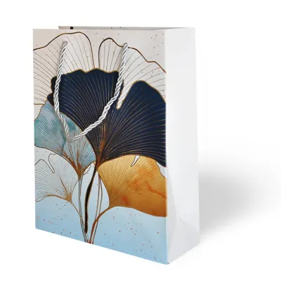 18x24 Lüks Karton Çanta Varak Baskılı -Çiçek Temalı- - 1
