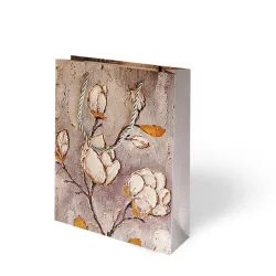 18x24 Lüks Karton Çanta Varak Baskılı -Çiçek Temalı- - 4