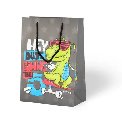 Dinozor Temalı Varak Baskılı Lüks Karton Çanta 18x24 - 4