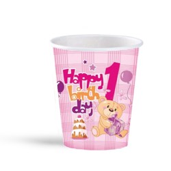 1st Birthday Party Paper Cups Pink - 