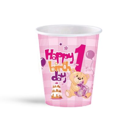 1st Birthday Party Paper Cups Pink - 1