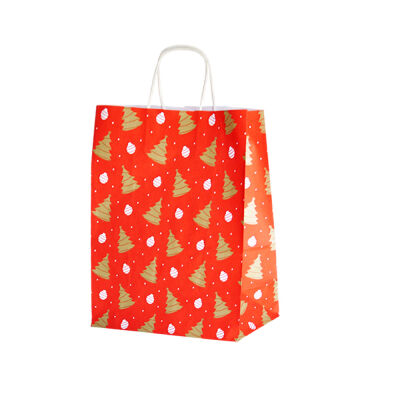 Yılbaşı Beyaz Büküm Saplı Kraft Çanta 25x31 cm - 1