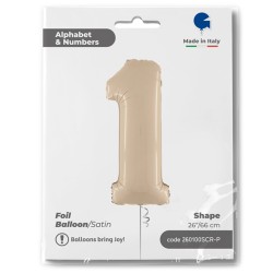 26 inch Satin Cream Number 1 Foil Balloon - 1