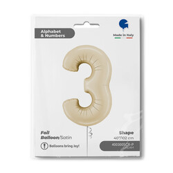 26 inch Satin Cream Number 3 Foil Balloon - 1