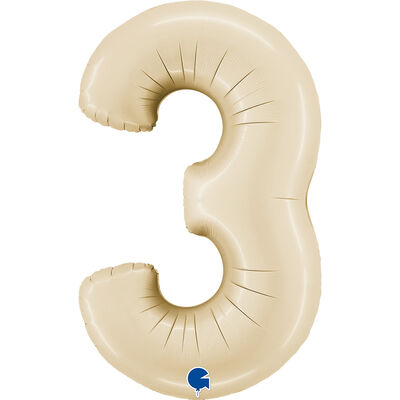 26 inch Satin Cream Number 3 Foil Balloon - 2
