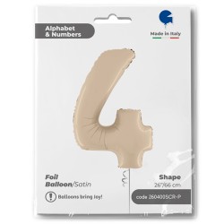 26 inch Satin Cream Number 4 Foil Balloon - 1