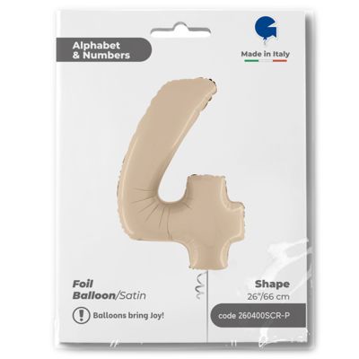 26 inch Satin Cream Number 4 Foil Balloon - 1