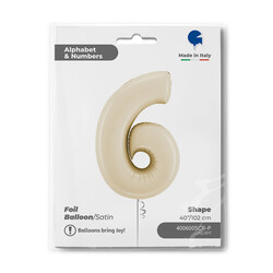 26 inch Satin Cream Number 6 Foil Balloon - 1