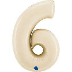 26 inch Satin Cream Number 6 Foil Balloon - 2