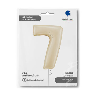 26 inch Satin Cream Number 7 Foil Balloon - 1