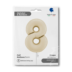 26 inch Satin Cream Number 8 Foil Balloon - 1