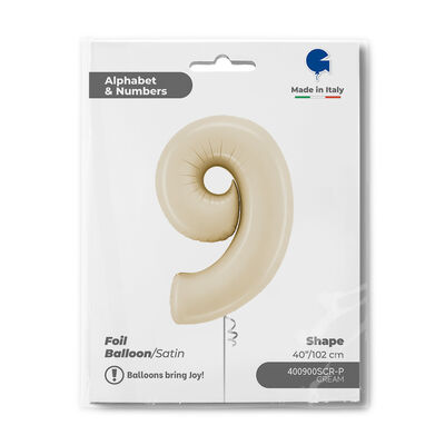 26 inch Satin Cream Number 9 Foil Balloon - 1