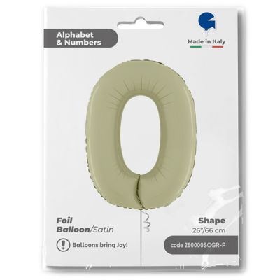 26 inch Satin Olive Green Number 0 Foil Balloon - 1