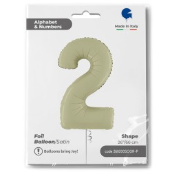 26 inch Satin Olive Green Number 2 Foil Balloon - 1