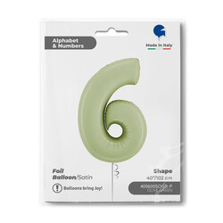 26 inch Satin Olive Green Number 6 Foil Balloon - 1