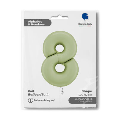 26 inch Satin Olive Green Number 8 Foil Balloon - 1