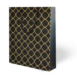26x32 Lüks Petek Karton Çanta Varak Baskılı -Geometri Temalı- - (1)