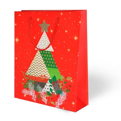 Yılbaşı Varak Baskılı Lüks Karton Çanta 26x32 - Gift - 1
