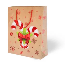 Yılbaşı Varak Baskılı Lüks Karton Çanta 26x32 - Kraft - 1