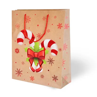 Yılbaşı Varak Baskılı Lüks Karton Çanta 26x32 - Kraft - 1