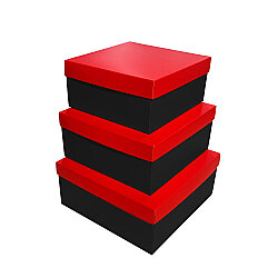 3-Piece Black & Red Square Gift Box Set - Kikajoy (1)
