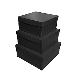 3-Piece Black Square Gift Box Set (Small - Medium - Large) - Kikajoy (1)
