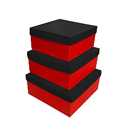 3-Piece Red & Black Square Gift Box Set - Kikajoy (1)