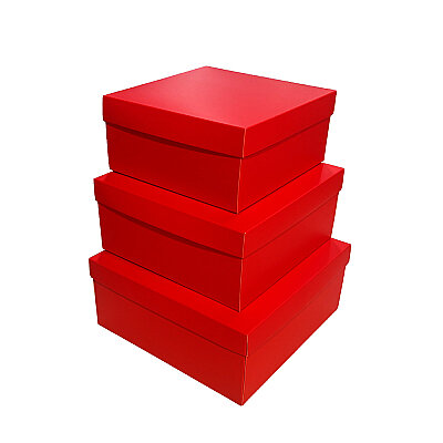 3-Piece Red Square Gift Box Set (Small - Medium - Large) - 2
