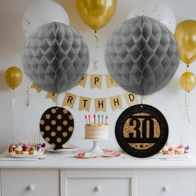 30th Birthday Paper Honeycomb Balls Set - 1