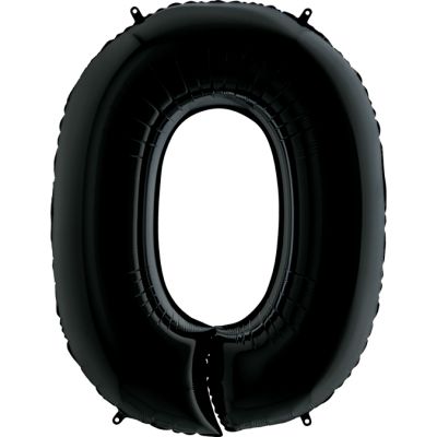 40 inch Black Number 0 Grabo Foil Balloon - 2