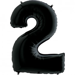 40 inch Black Number 2 Grabo Foil Balloon - 2