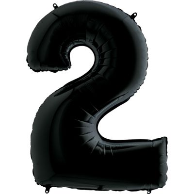 40 inch Black Number 2 Grabo Foil Balloon - 2
