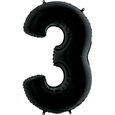 40 inch Black Number 3 Grabo Foil Balloon - 2