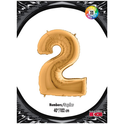 40 inch Gold Number 2 Foil Balloon - 1