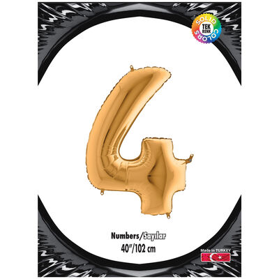 40 inch Gold Number 4 Foil Balloon - 1