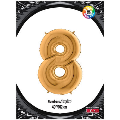 40 inch Gold Number 8 Foil Balloon - 1