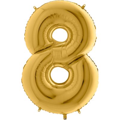 40 inch Gold Number 8 Grabo Foil Balloon - 2