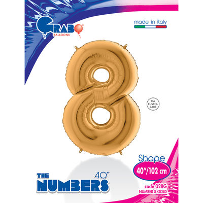 40 inch Gold Number 8 Grabo Foil Balloon - 1