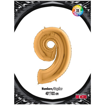 40 inch Gold Number 9 Foil Balloon - 1