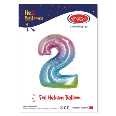 40 inch Rainbow Number 2 Foil Balloon - 1