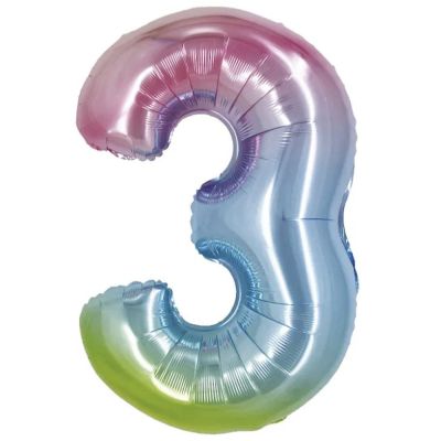 40 inch Rainbow Number 3 Foil Balloon - 2
