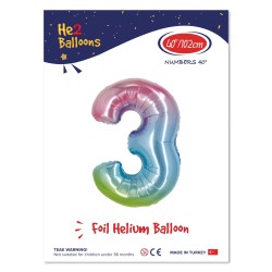 40 inch Rainbow Number 3 Foil Balloon - 1
